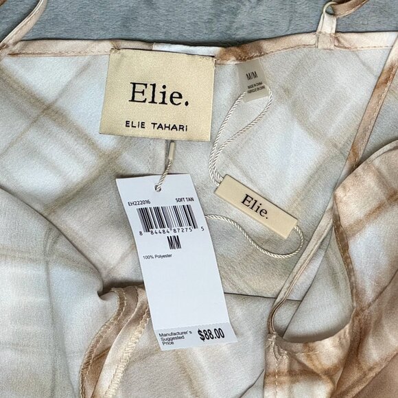 Elie by Elie Tahari Tan Argyle Brushstroke Maxi Dress - Picture 4 of 6